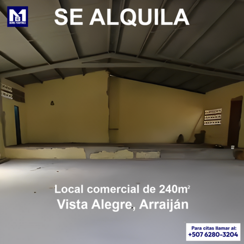 ALQUILER DE LOCAL EN VISTA ALEGRE, ARRAIJÁN